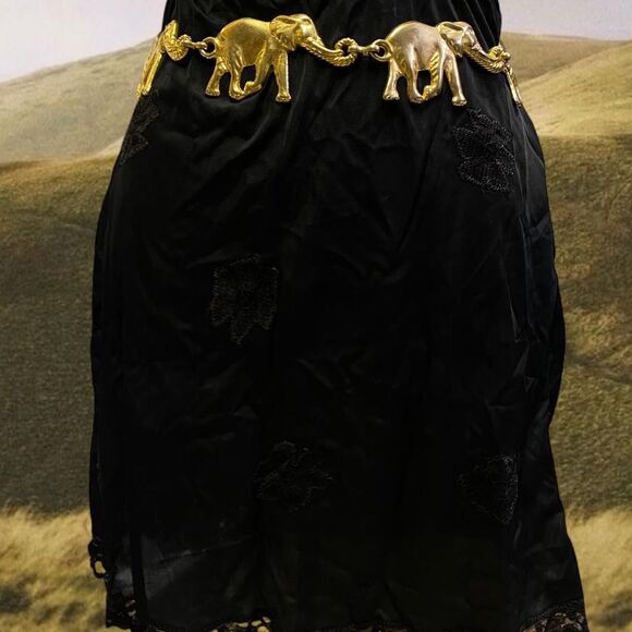 Vintage Festival Y2K Retro Novelty Gold Tone Elephant Chain Belt Anne Klein main image 5